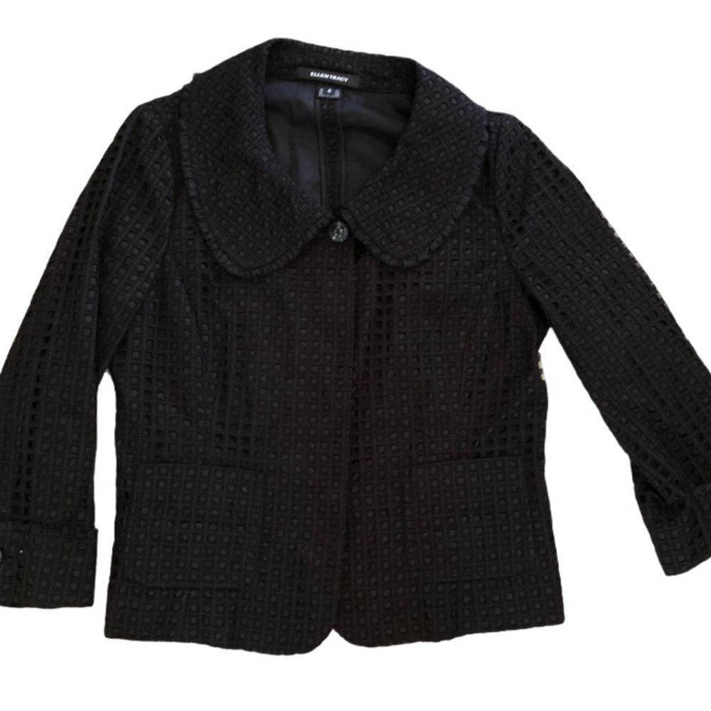 ELLEN TRACY BLACK EYELET JACKET 6